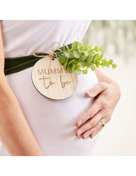 Ceinture en bois et velours "Mummy to be" - Baby Shower - Articles de fête - Suisse