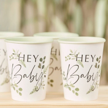 Partygläser aus Papier Baby Shower Botanico "Hey Baby" - Baby Shower Artikel - Schweiz