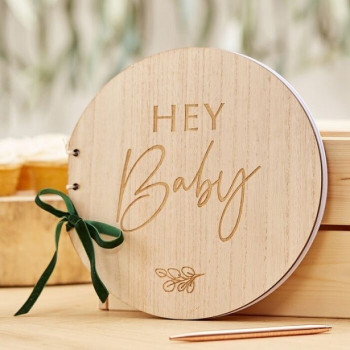Libro degli auguri Baby Shower Botanico “Hey Baby” – souvenir personalizzato per la festa del bambino - Negozio Svizzero