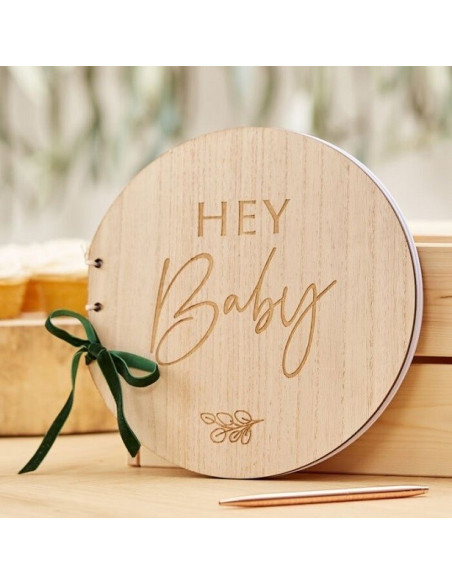 Botanisches Babyparty-Grußbuch "Hey Baby" - personalisiertes Souvenir zum Babytag - Schweizer Shop