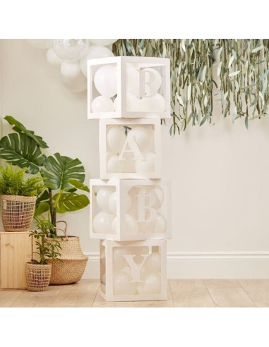 Weiße Ballonwürfel "Baby" - Partydekoration - Bellefete.ch