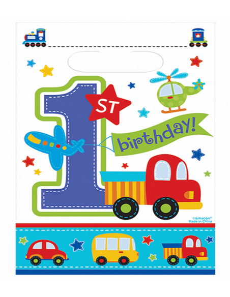 Sacchetti regalo 1° compleanno ragazzo Tutti a bordo - Articoli per feste ragazzo - Svizzera