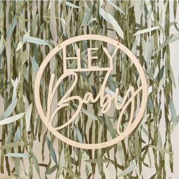 cartello in legno per baby shower botanico