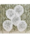 Weiße botanische Babyparty-Konfetti-Ballons