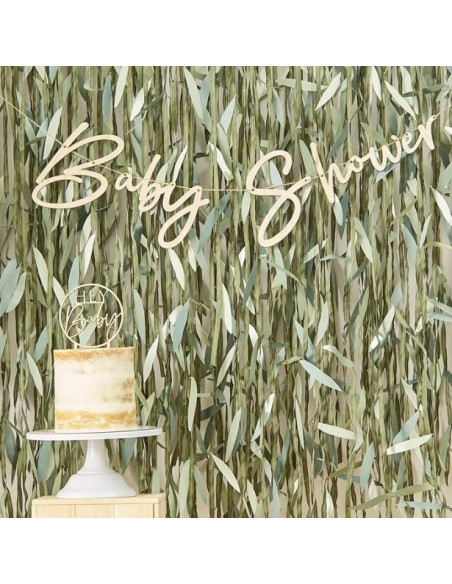 Ghirlanda in legno Baby Shower Botanica - Articoli per feste Baby Shower - Negozio Svizzera