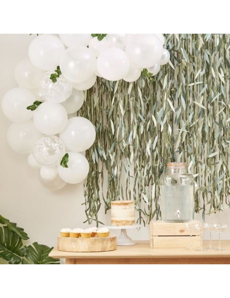 Arche de ballons blancs avec feuillage - Déco de fête - Articles de fête