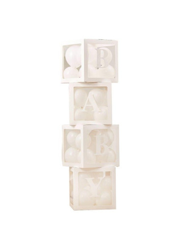 CUBES DE BALLONS BABY SHOWER BLANCS EN SUISSE