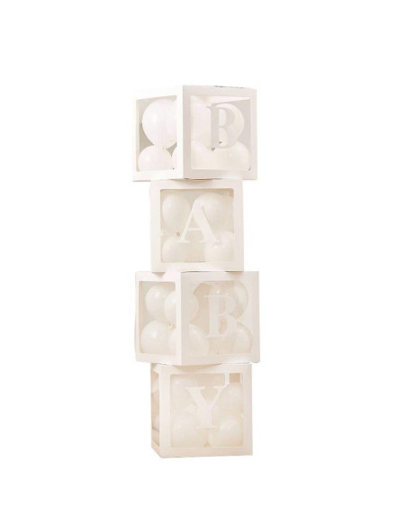 CUBETTI BIANCHI DI PALLONCINI PER BABY SHOWER IN SVIZZERA