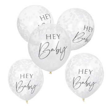 Weiße Konfetti-Ballons - Baby Shower Botanic "Hey Baby" - Partyartikel Baby Shower - Schweiz 2