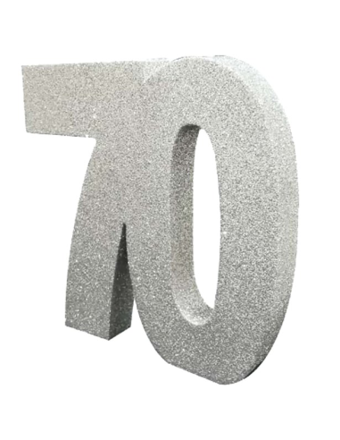 Decorazione da tavola con paillettes argentate 70 anni - Articoli per feste 70 anni - Svizzera
