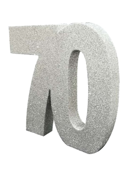 Decorazione da tavola con paillettes argentate 70 anni - Articoli per feste 70 anni - Svizzera