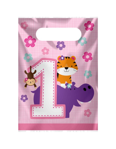 Sacs à cadeaux - 1er Anniversaire Fille & Animaux - Articles de fête en Suisse