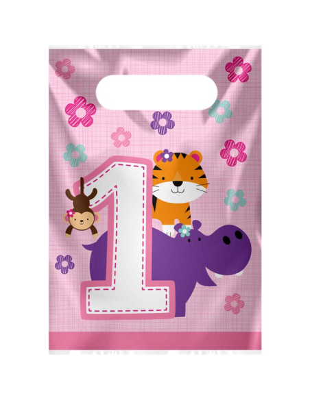 Sacchetti regalo - 1° compleanno ragazza & animali - Articoli per feste in Svizzera