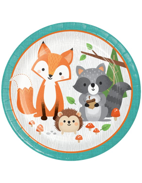 Assiettes de fête Animaux de la forêt, vaisselle jetable pour anniversaire enfant