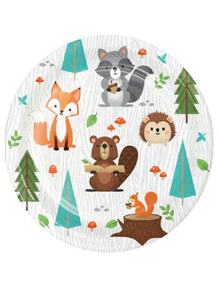 Piatti da dessert di compleanno animali dei boschi - Decorazione di festa per bambini - Svizzera