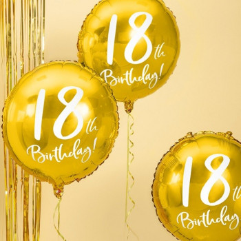 Aluminium-Geburtstagsballon 18 Jahre Gold - Partydekoration 18 Jahre - Bellefete.ch