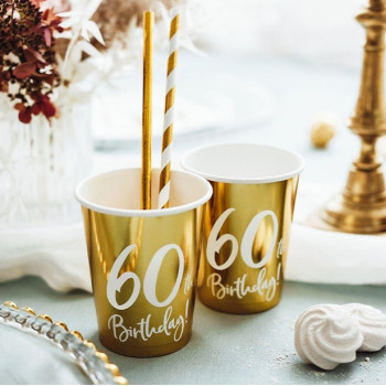 Bicchieri di compleanno 60 anni in oro - Articoli per feste 60 anni - Bellefete.ch