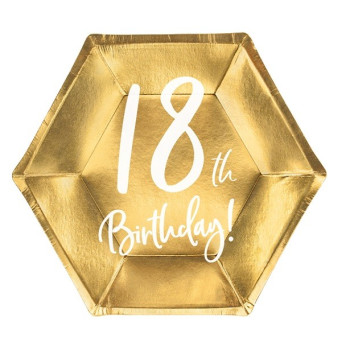 Assiettes à dessert d'anniversaire 18 ans en Or - Articles de fête 18 ans - Suisse