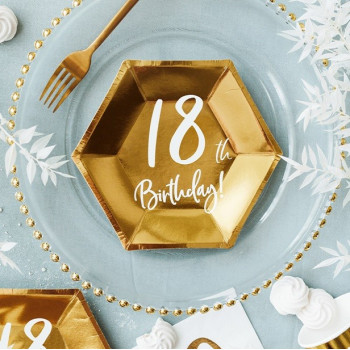 Geburtstagsdessertteller 18 Jahre in Gold - Partyartikel 18 Jahre - Schweiz 2