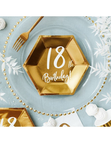 ASSIETTES ANNIVERSAIRE 18 ANS EN OR
