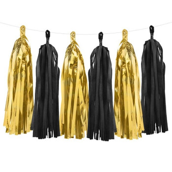 Partygirlande mit Pompon Schwarz und Gold - Partyartikel - Bellefete.ch 2