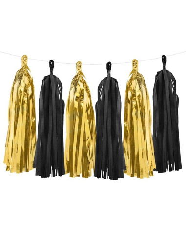 billige schwarzgoldene Fransengirlande