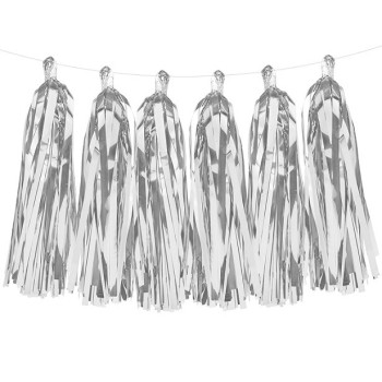 Partygirlande mit Pompons Argentée - Partyartikel in der Schweiz - Bellefete.ch