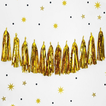 Partygirlande mit Pompon Gold - Partyartikel in Schweiz - Bellefete.ch