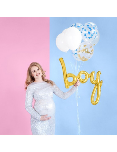 Partyballon aus Aluminium "Boy" in Gold - Partyartikel Baby Shower - Bellefete.ch