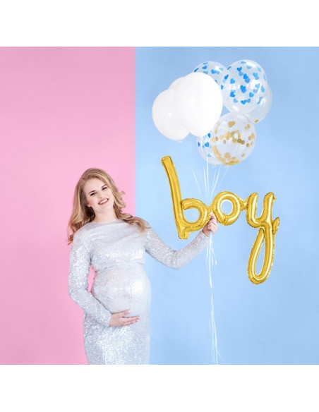 Partyballon aus Aluminium "Boy" in Gold - Partyartikel Baby Shower - Bellefete.ch