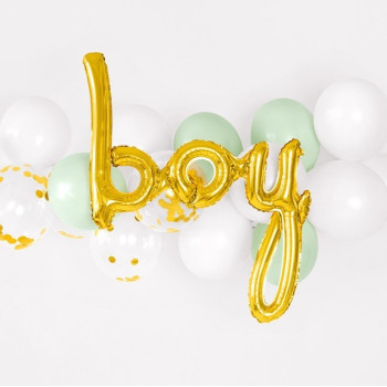 Partyballon aus Aluminium "Boy" in Gold - Partyartikel Baby Shower - Bellefete.ch