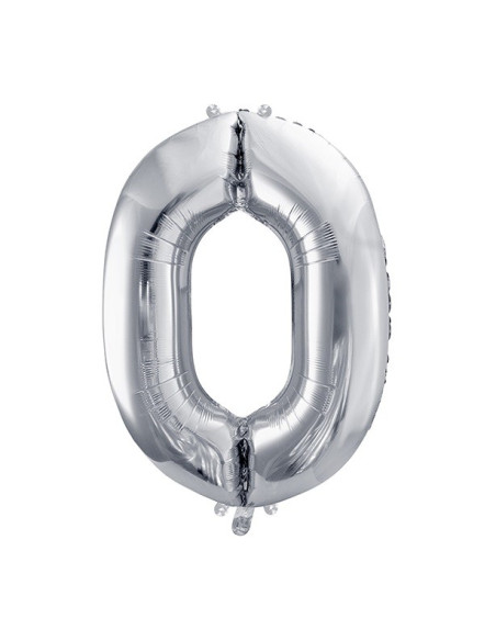 Palloncino in alluminio numero 0 argento - decorazione di compleanno elegante | BelleFete.ch