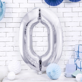 Palloncino in alluminio numero "0" Argentato - Articoli per feste - Bellefete.ch