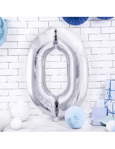 Palloncino in alluminio numero "0" Argentato - Articoli per feste - Bellefete.ch
