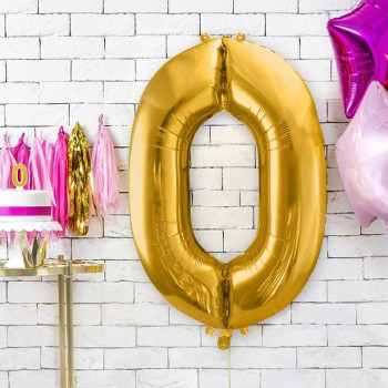 Palloncino in alluminio Cifra "0" Oro - Numeri decorativi per evento - Bellefete.ch