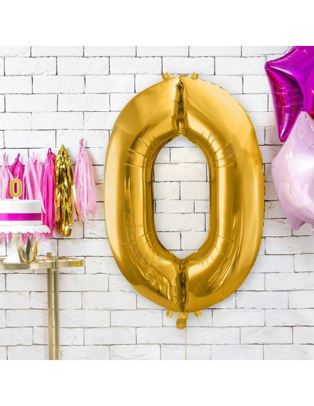 Palloncino in alluminio Cifra "0" Oro - Numeri decorativi per evento - Bellefete.ch