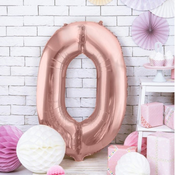 Palloncino in alluminio numero "0" Rose gold - Decorazione di festa - Articoli di compleanno in Svizzera