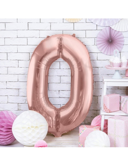 Aluminium Ballon Nummer "0" Rose Gold - Party Dekoration - Geburtstagsartikel in der Schweiz