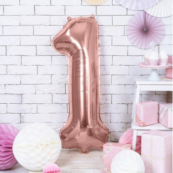 Aluminium Ballon Nummer "1" Roségold - Party Dekoration - Bellefete.ch