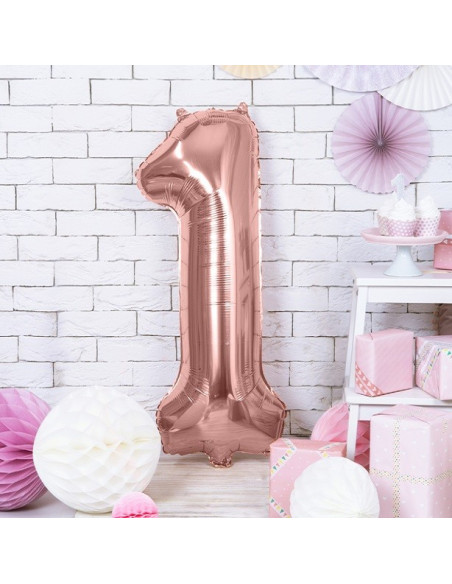 Palloncino in alluminio numero "1" oro rosa - Decorazione di festa - Bellefete.ch