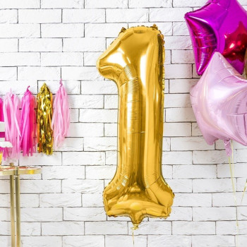 Aluminium Ballon Nummer "1" in Gold - Party Dekoration - Bellefete.ch