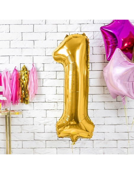 Aluminium Ballon Nummer "1" in Gold - Party Dekoration - Bellefete.ch
