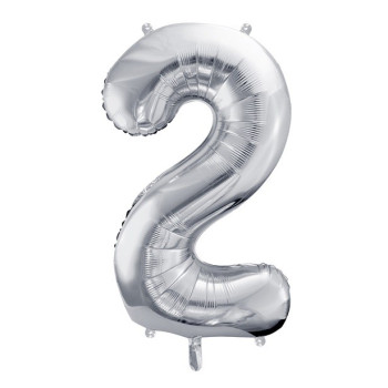 Aluminium Ballon Nummer "2" Silber - Party Dekoration - Geburtstagsartikel - Schweiz 2