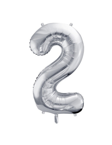Aluminium Ballon Nummer "2" Silber - Party Dekoration - Geburtstagsartikel - Schweiz