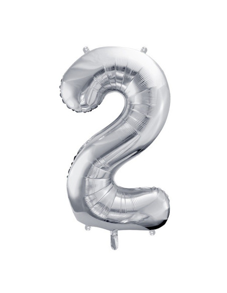 Aluminium Ballon Nummer "2" Silber - Party Dekoration - Geburtstagsartikel - Schweiz