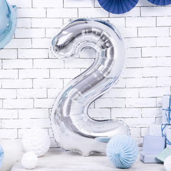Aluminium Ballon Nummer "2" Silber - Party Dekoration - Geburtstagsartikel - Schweiz