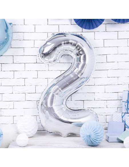 Aluminium Ballon Nummer "2" Silber - Party Dekoration - Geburtstagsartikel - Schweiz
