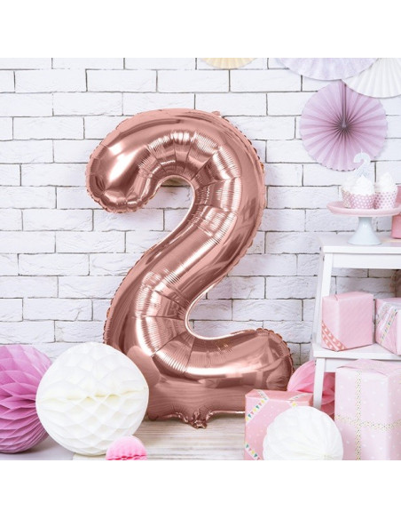 Pallone in alluminio Cifra "2" Oro rosa - Decorazione di festa - Bellefete.ch