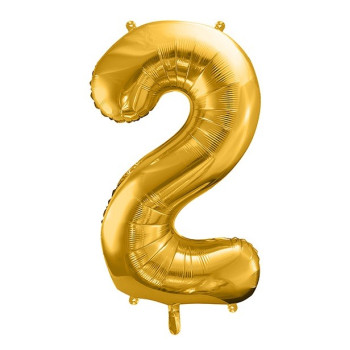 Aluminium Ballon Nummer "2" in Gold - Party Dekoration - Bellefete. ch 2