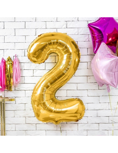 Aluminium Ballon Nummer "2" in Gold - Party Dekoration - Bellefete. ch